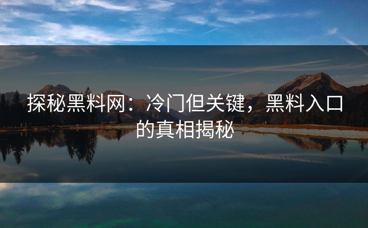 探秘黑料网：冷门但关键，黑料入口的真相揭秘