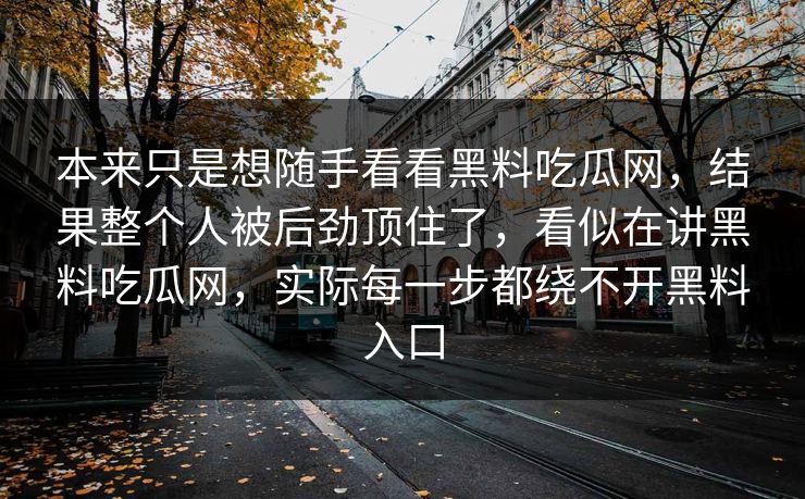 本来只是想随手看看黑料吃瓜网，结果整个人被后劲顶住了，看似在讲黑料吃瓜网，实际每一步都绕不开黑料入口
