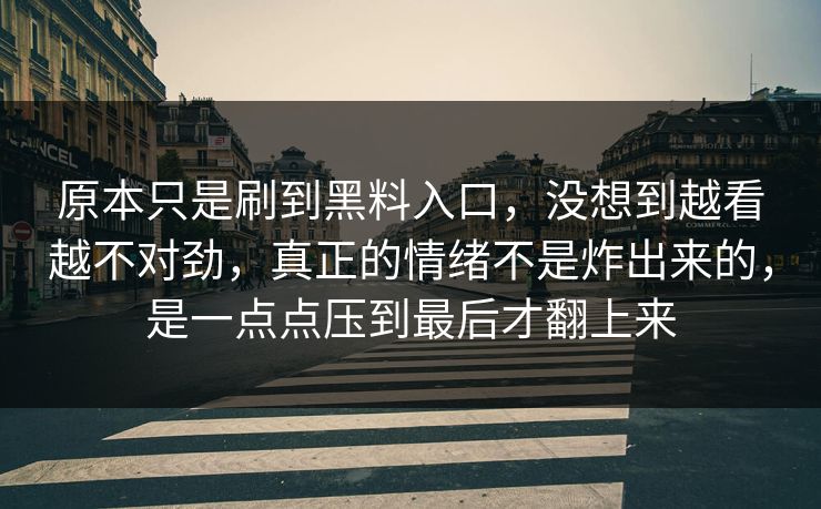 原本只是刷到黑料入口，没想到越看越不对劲，真正的情绪不是炸出来的，是一点点压到最后才翻上来